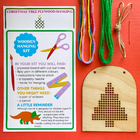 Christmas Tree Cross Stitch Wooden Banner Kit