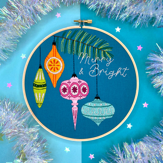 Merry & Bright Christmas Ornament Embroidery Kit